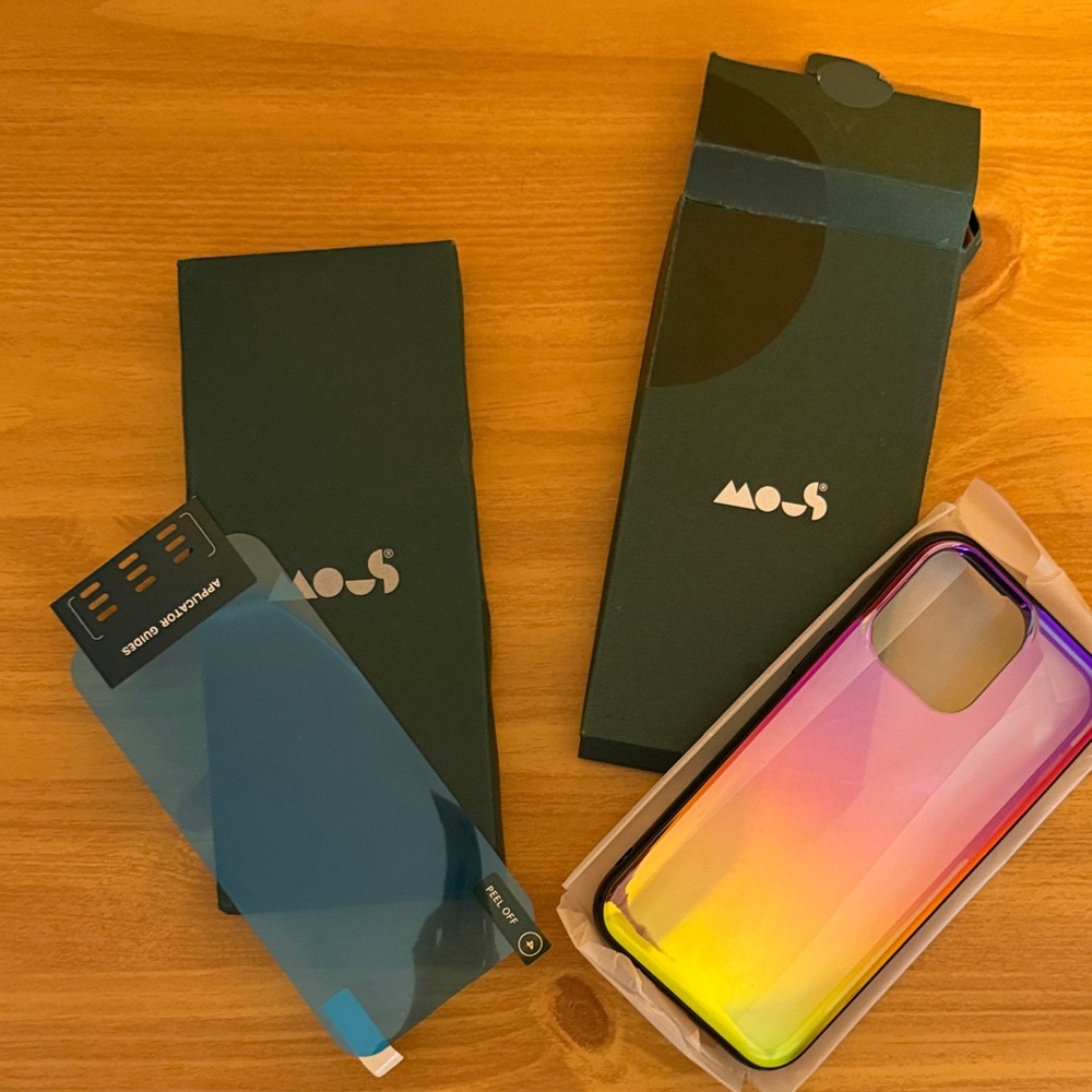 Iridescent iPhone 14 Pro Max Case with Tempered Glass Screen Protector